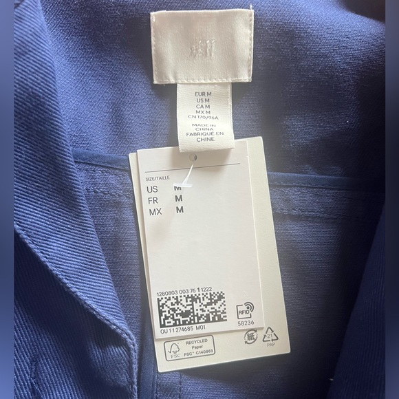 H&M Blue French Workwear Jacket, size M - Picture 7 of 7